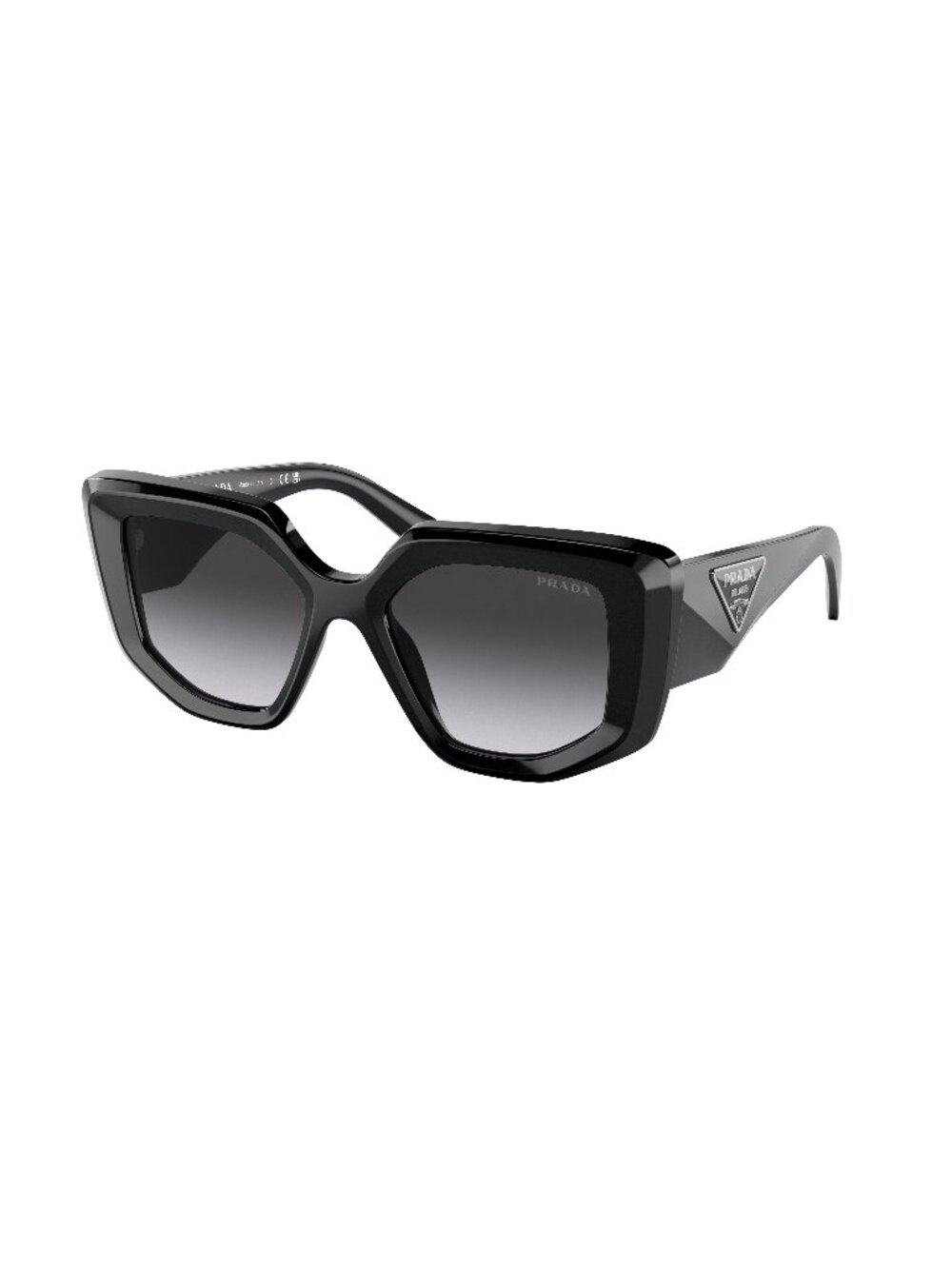 New Prada Women's Sunglasses Black Aviator Grey Lens Acetate Frame PR 14ZS 50